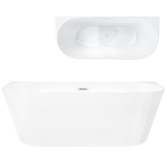 Wanna przyścienna wolnostojąca Corsan MONO 170 x 80 cm Korek klik-klak Biały