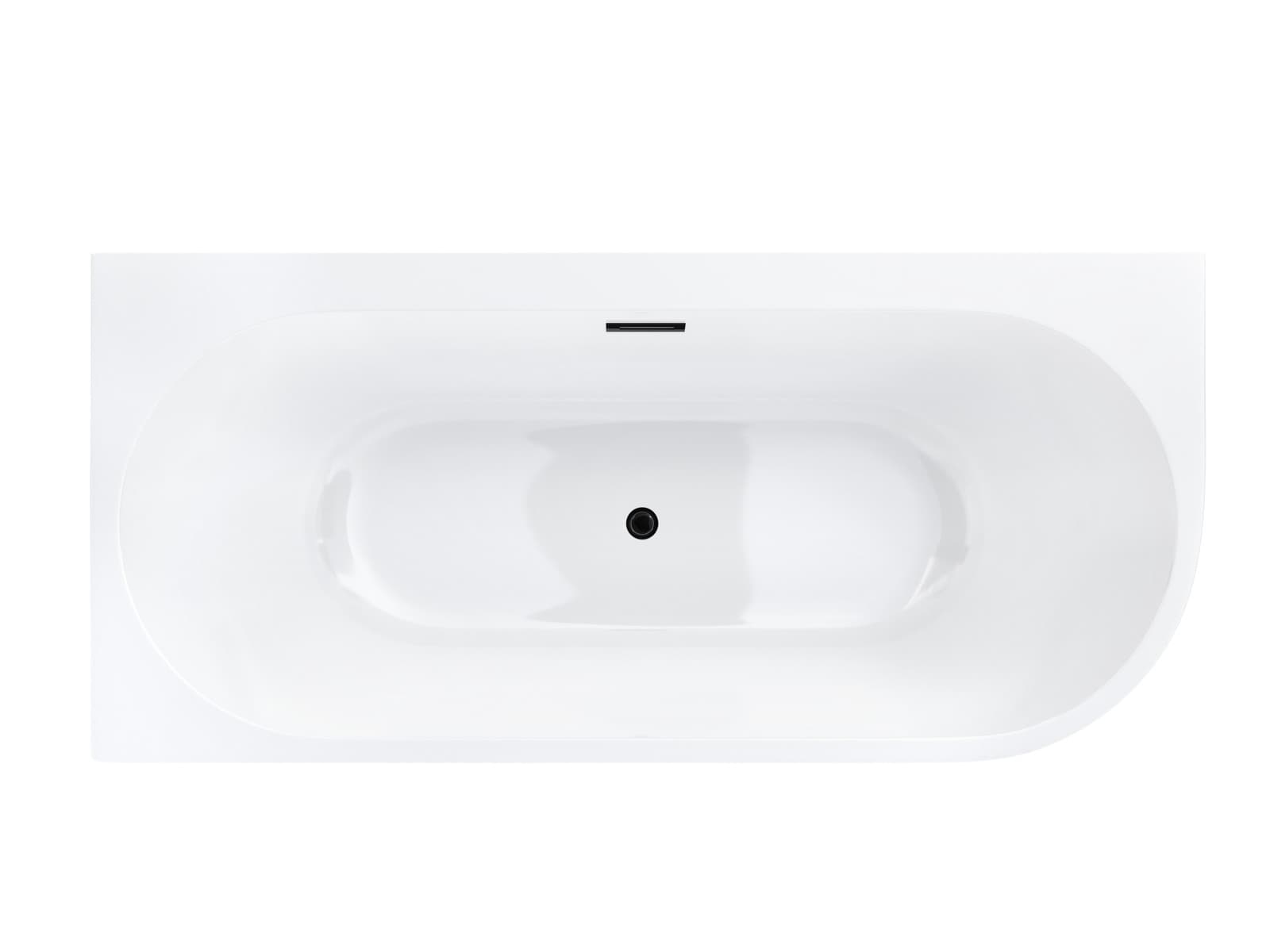 Wanna wolnostojąca narożna Corsan INTERO 170 x 80 z szeroką krawędzią Montaż lewostronny Korek klik-klak Czarny