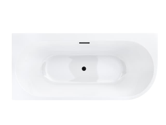 Wanna wolnostojąca narożna Corsan INTERO 170 x 80 z szeroką krawędzią Montaż lewostronny Korek klik-klak Czarny