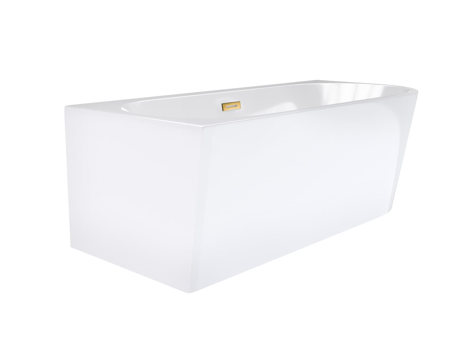 Wanna wolnostojąca narożna Corsan INTERO 170 x 80 z szeroką krawędzią Montaż lewostronny Korek klik-klak Złoty