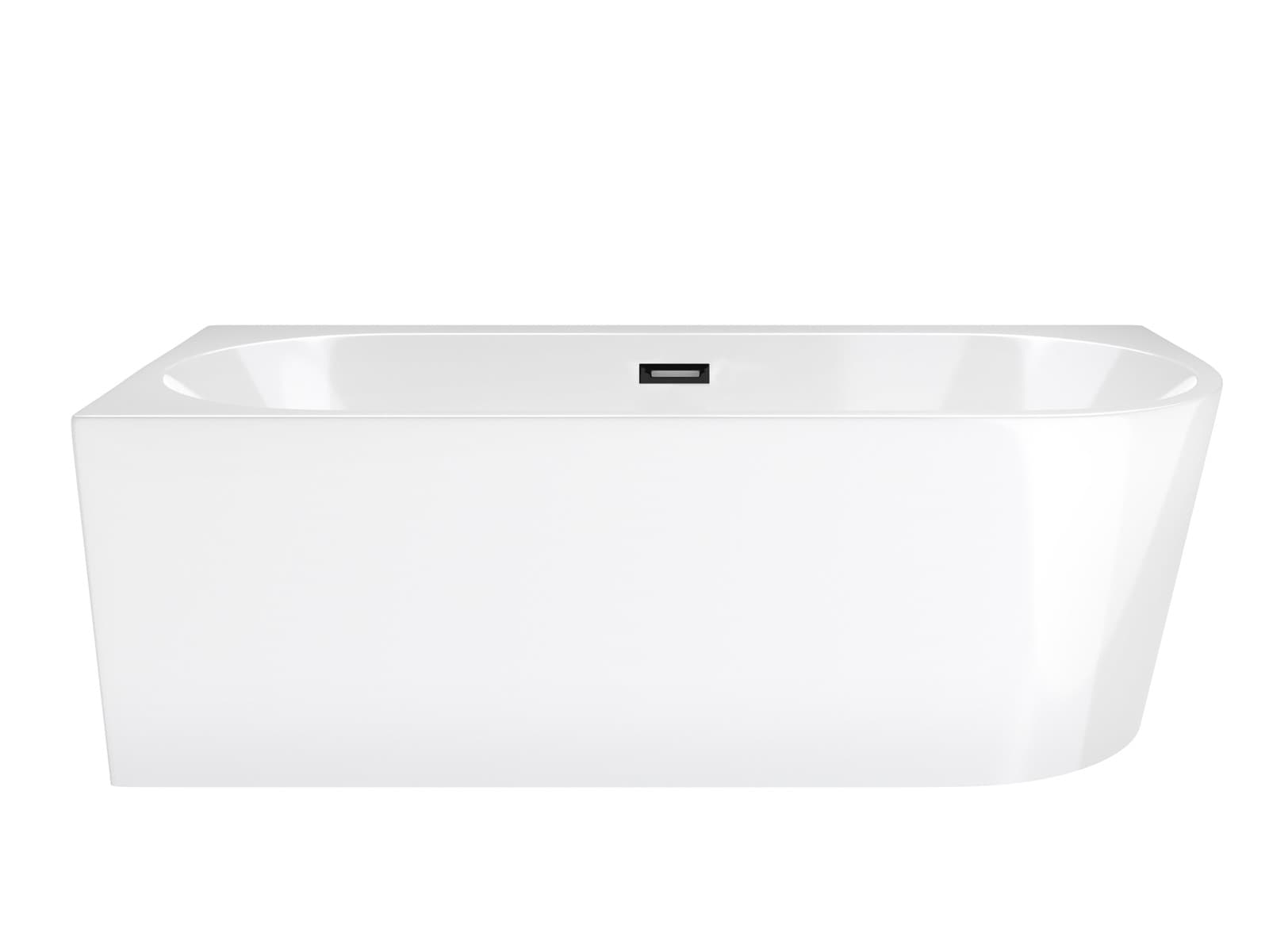 Wanna wolnostojąca narożna Corsan INTERO 170 x 80 z szeroką krawędzią Montaż lewostronny Korek klik-klak Grafit / GunMetal