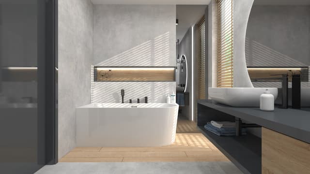 Wanna wolnostojąca narożna Corsan INTERO 170 x 80 z szeroką krawędzią Montaż lewostronny Korek klik-klak Grafit / GunMetal