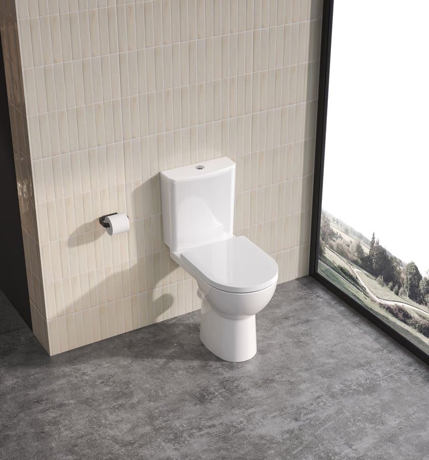 SANIVEX kompakt WC, wyższe siedzenia, Rimless, odpływ poziomy/pionowy, biały