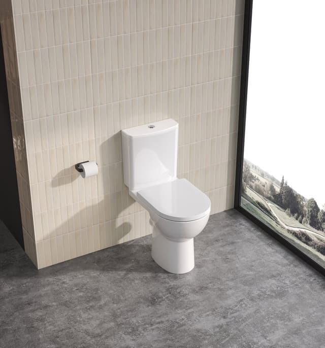 SANIVEX kompakt WC, wyższe siedzenia, Rimless, odpływ poziomy/pionowy, biały