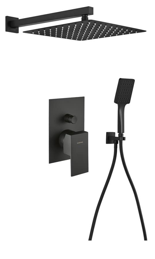 SPECTRE zestaw prysznicowy z baterią podtynkową, 2 wyjścia, czarny mat