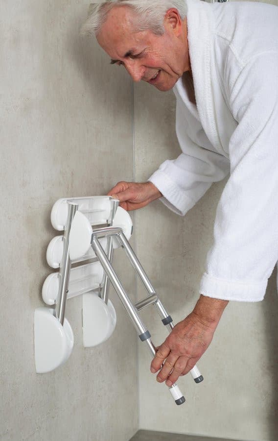 HANDICAP siedzisko prysznicowe, składane z podporą, 38x36cm, czarny