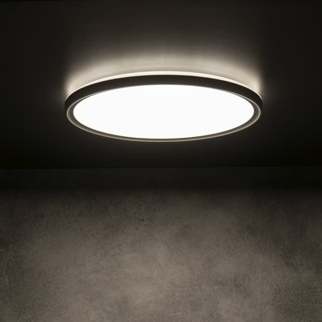 AZPO lampa sufitowa LED, średnica 420mm, 22W, 3000/4000/6000K, IP54, czarny mat