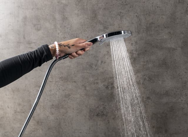 Słuchawka prysznicowa z masażem, 3 tryby, silikonowe dysze, średnica 120mm, ABS/jaśne złoto mat