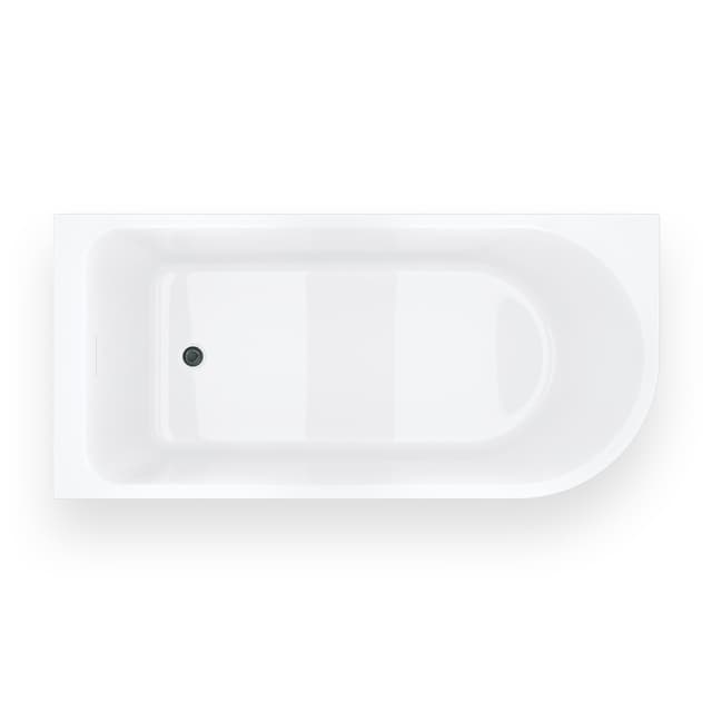 Wanna narożna INVELIA V220LLGM 160x75 cm Montaż lewostronny Przelew szczelinowy Korek klik klak Gunmetal