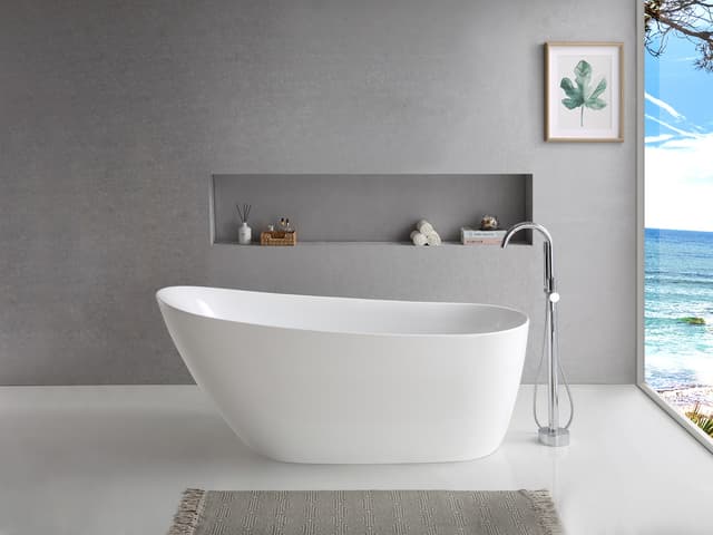 Wanna wolnostojąca ESTELLA II V038XLGM SLIM 170 cm Przelew szczelinowy Korek klik klak Gunmetal