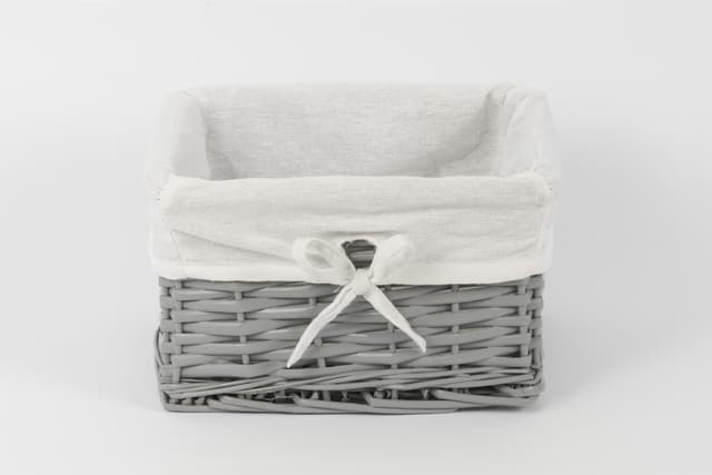 Koszyk wiklinowy Koszoplotka szary z wyściółką 25x22x15h