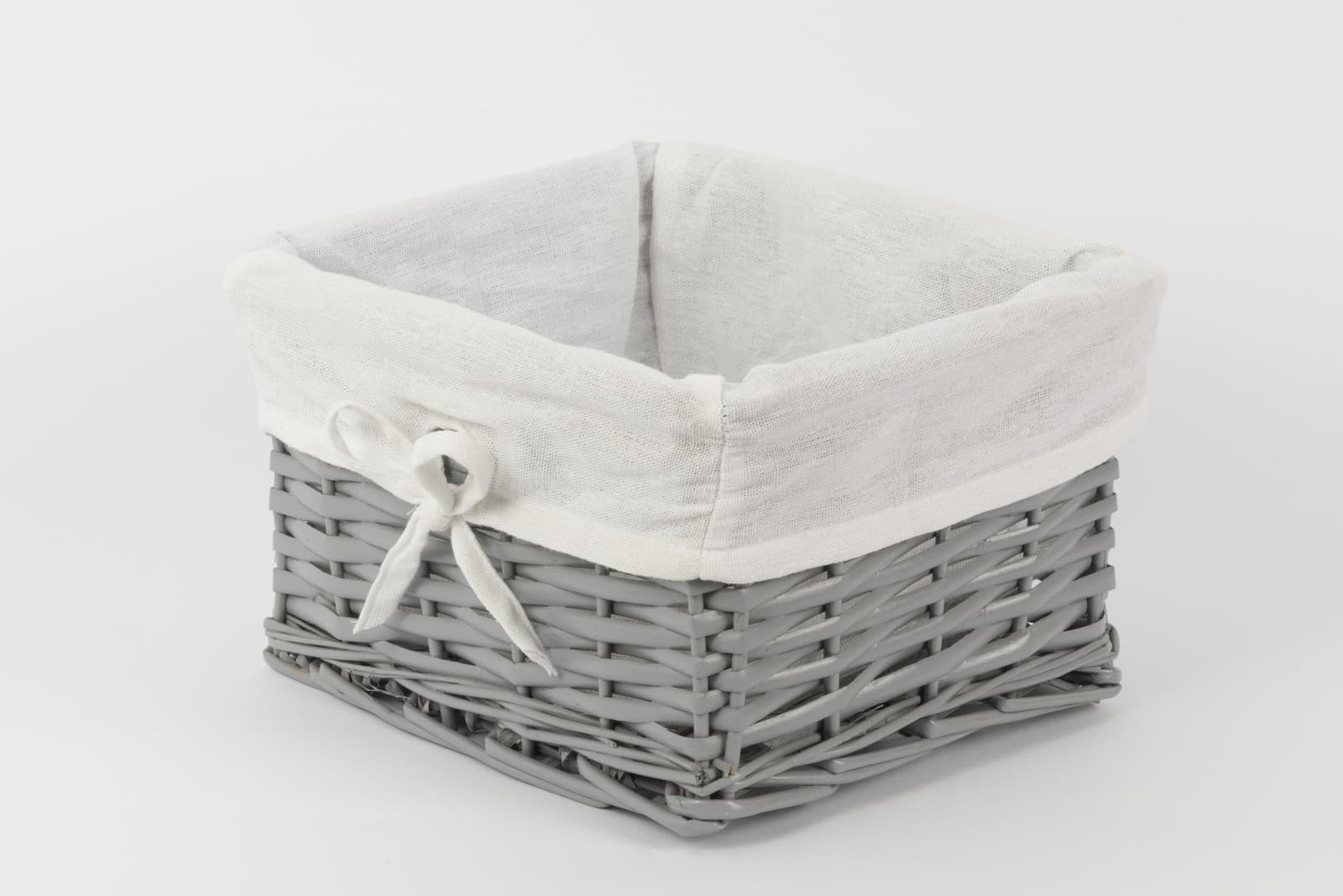 Koszyk wiklinowy Koszoplotka szary z wyściółką 25x22x15h