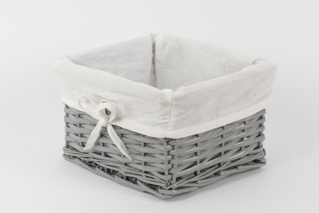 Koszyk wiklinowy Koszoplotka szary z wyściółką 25x22x15h