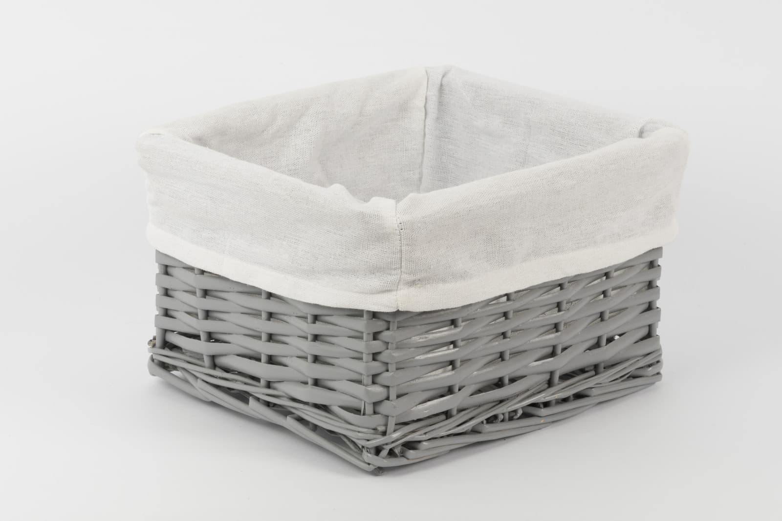 Koszyk wiklinowy Koszoplotka szary z wyściółką 25x22x15h