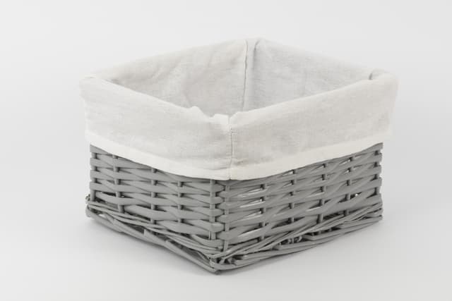 Koszyk wiklinowy Koszoplotka szary z wyściółką 25x22x15h