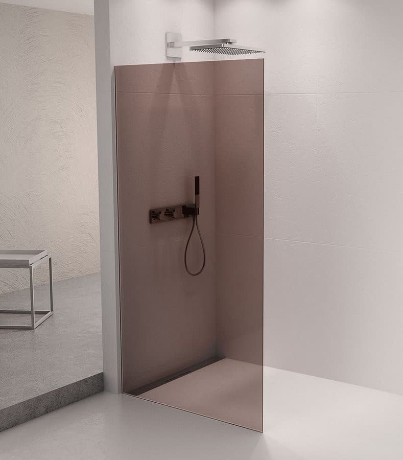 ARCHITEX zestaw do mocowania szkła podłoga-ściana-suft z listwą spadkową, 1615x2105mm, lewy, polerowany aluminium