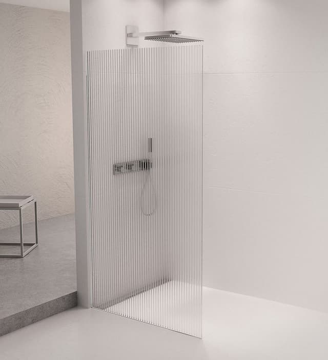 ARCHITEX zestaw do mocowania szkła podłoga-ściana-suft z listwą spadkową, 1615x2105mm, lewy, polerowany aluminium