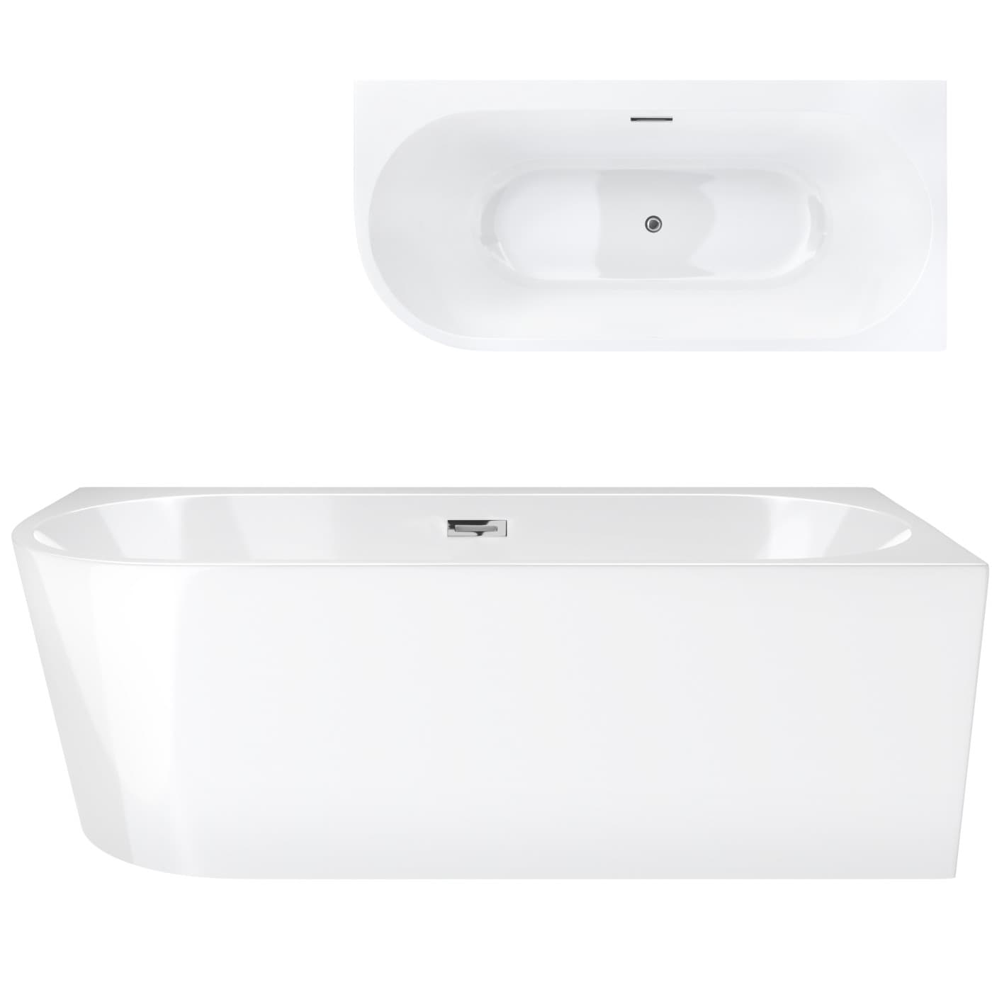 Wanna wolnostojąca narożna Corsan INTERO 170 x 80 z szeroką krawędzią Montaż prawostronny Korek klik-klak Chrom