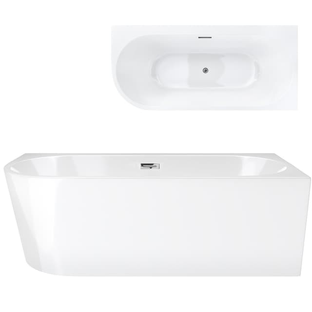 Wanna wolnostojąca narożna Corsan INTERO 170 x 80 z szeroką krawędzią Montaż prawostronny Korek klik-klak Chrom