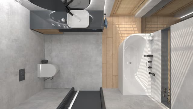 Wanna wolnostojąca narożna Corsan INTERO 170 x 80 z szeroką krawędzią Montaż prawostronny Korek klik-klak Grafit / GunMetal