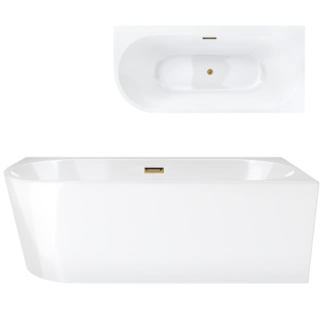 Wanna wolnostojąca narożna Corsan INTERO 170 x 80 z szeroką krawędzią Montaż prawostronny Korek klik-klak Szczotkowane Złoto