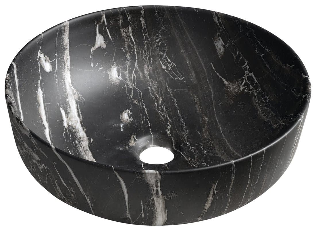 RONDEA umywalka ceramiczna nablatowa średnica 41cm, carnico marmor