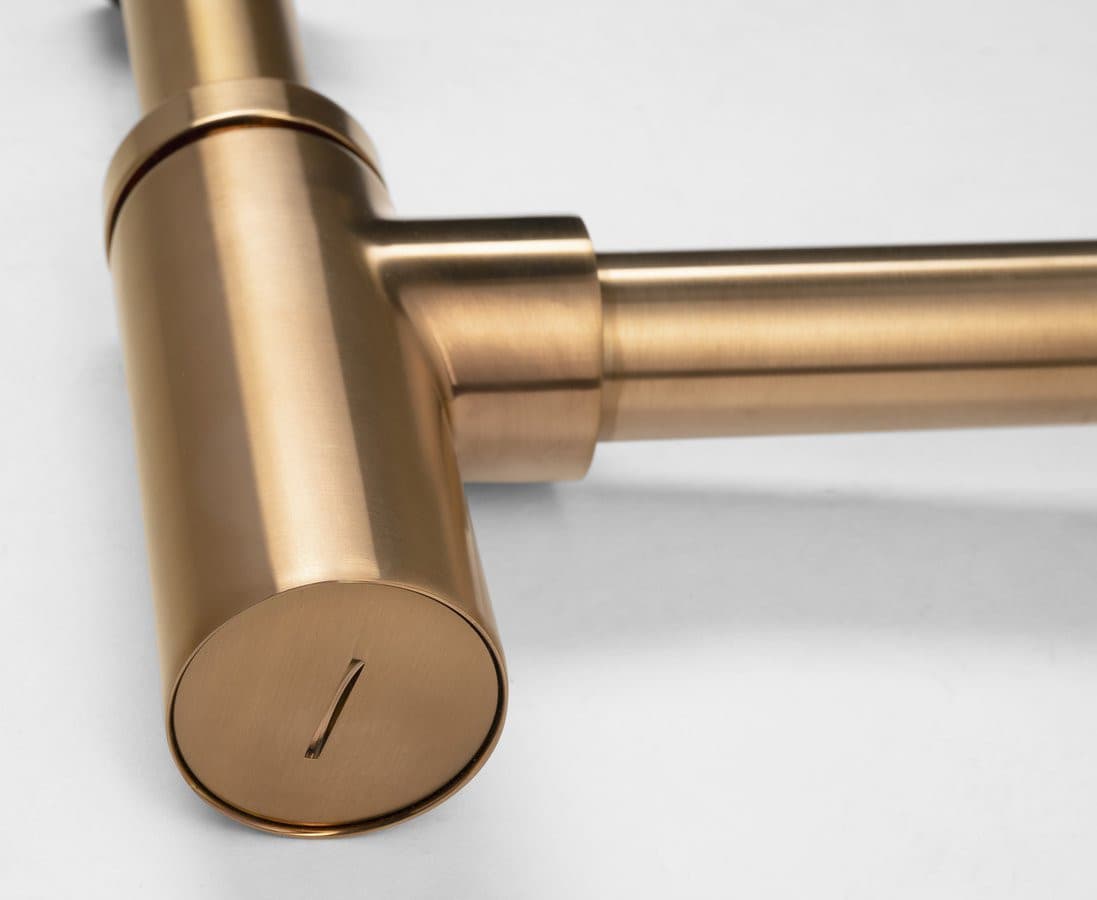 Syfon umywalkowy 5/4", odpływ 32mm, miedź szczotkowana