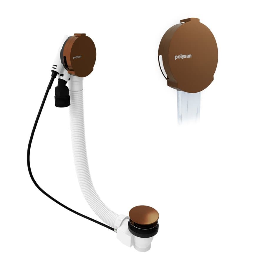 Zestaw odpływowy z napełnianiem, długość 600mm, korek automatyczny 72mm, czarny mat