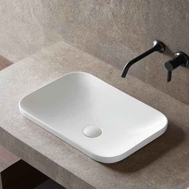 Umywalka wpuszczana w blat INTERO UC5689WH 530x370x155 mm z korkiem białym