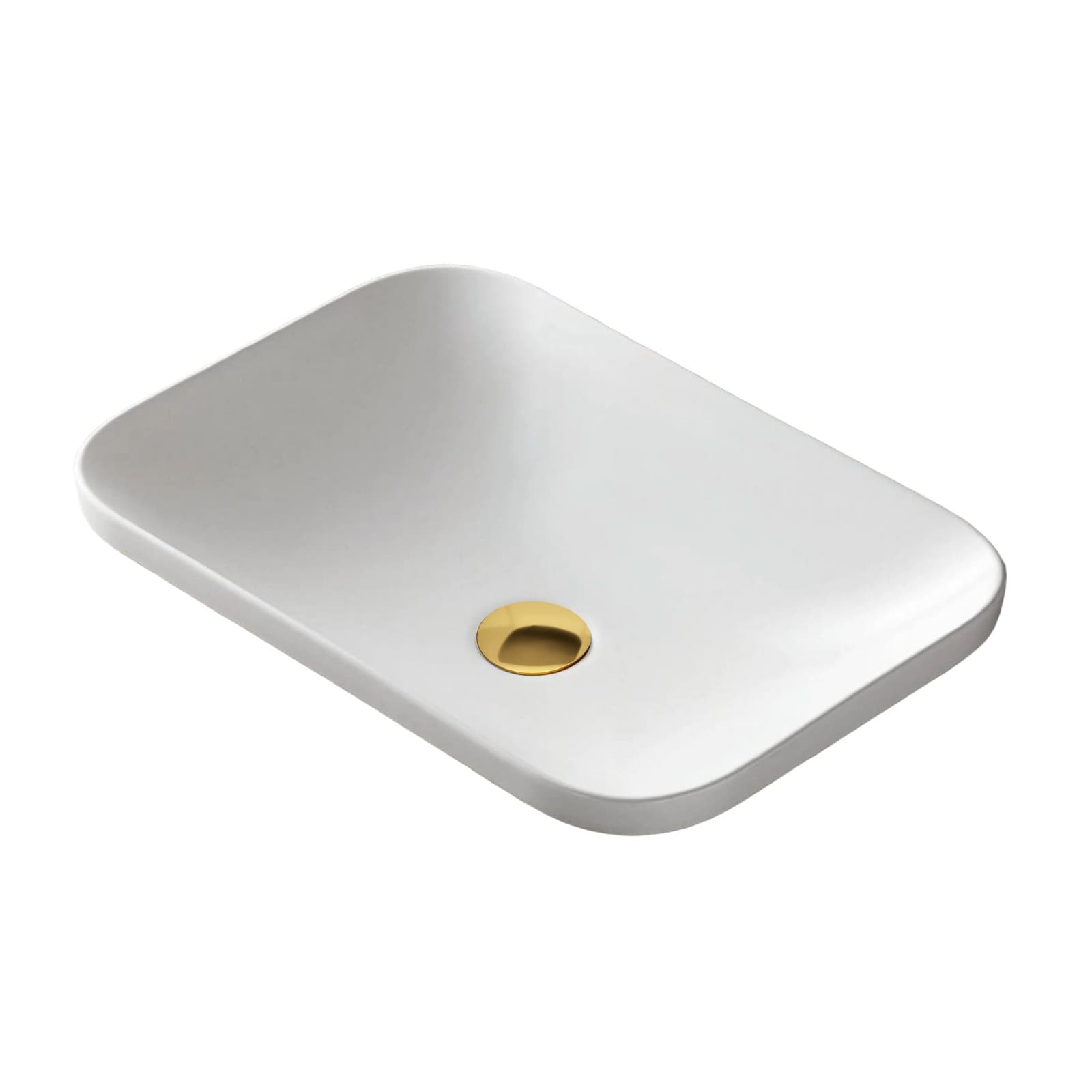 Umywalka wpuszczana w blat INTERO UC5689GL 530x370x155 mm z korkiem złotym