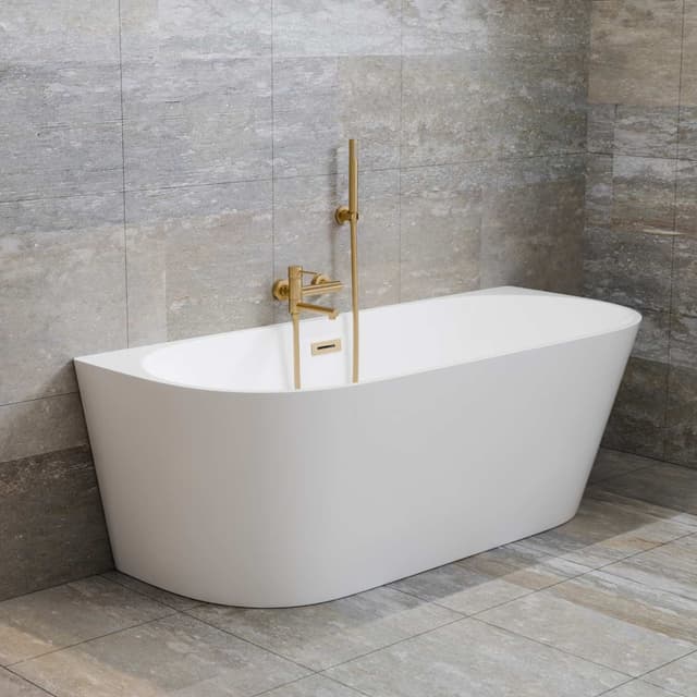 Wanna przyścienna wolnostojąca Corsan MONO 170 x 80 cm Korek klik-klak Szczotkowane Złoto