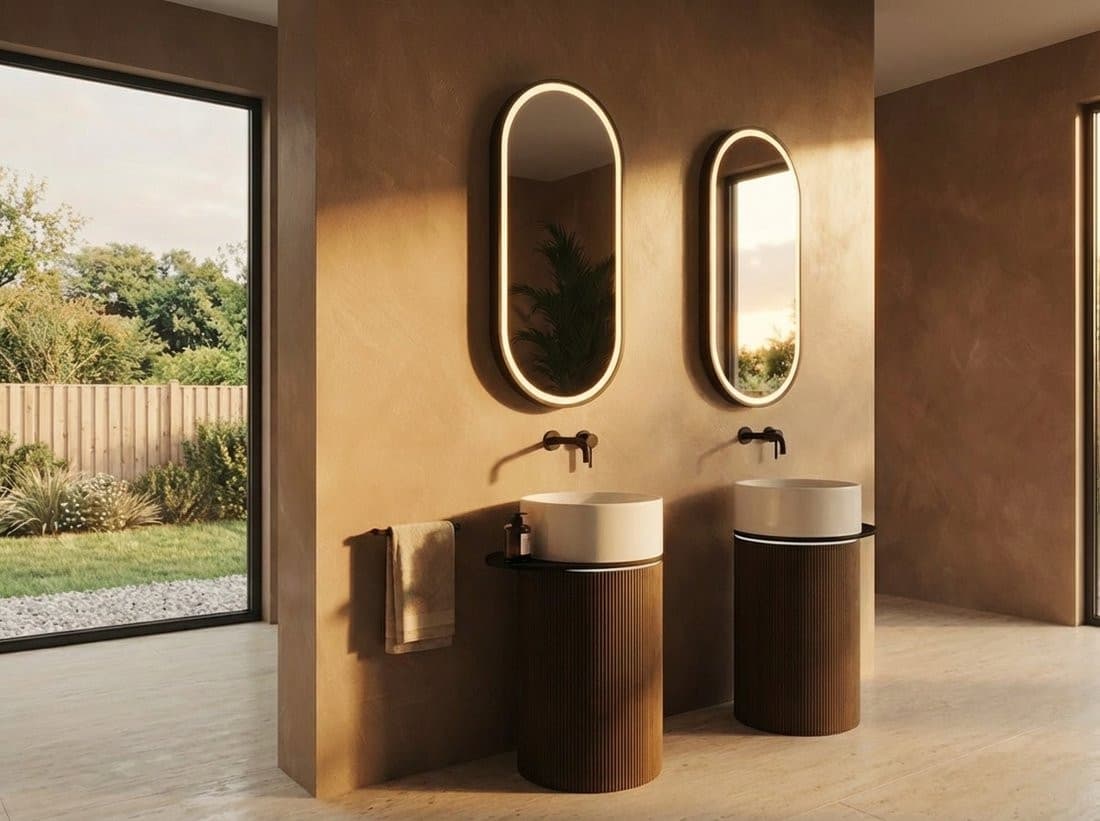 OASIS Umywalka ceramiczna wolnostojąca 40x89x52cm, półka do pomieszczenia, biała/beton pearl grey