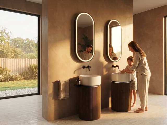 OASIS Umywalka ceramiczna wolnostojąca 40x89x52cm, półka do pomieszczenia, biała/beton pearl grey