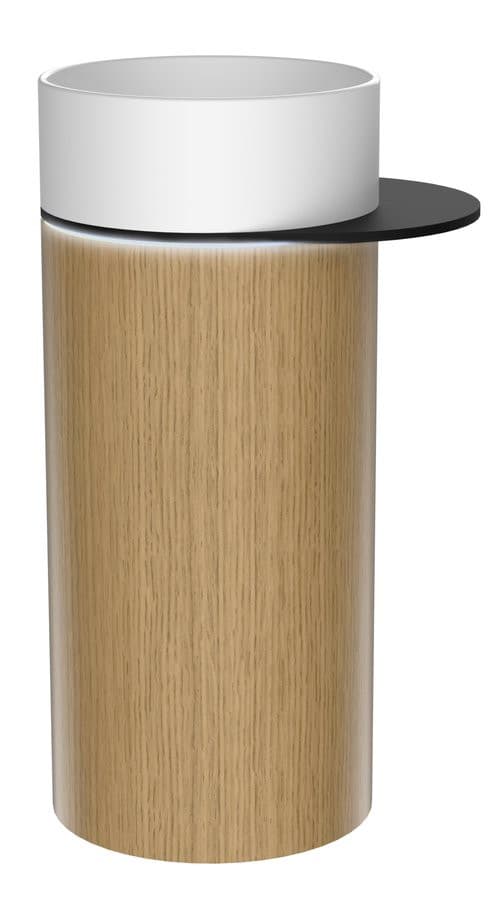 OASIS Umywalka ceramiczna wolnostojąca 40x89x52cm, półka do pomieszczenia, biela/dąb Alabama