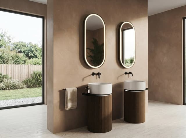 OASIS Umywalka ceramiczna wolnostojąca 40x89x52cm, półka do pomieszczenia, biela/dąb Alabama