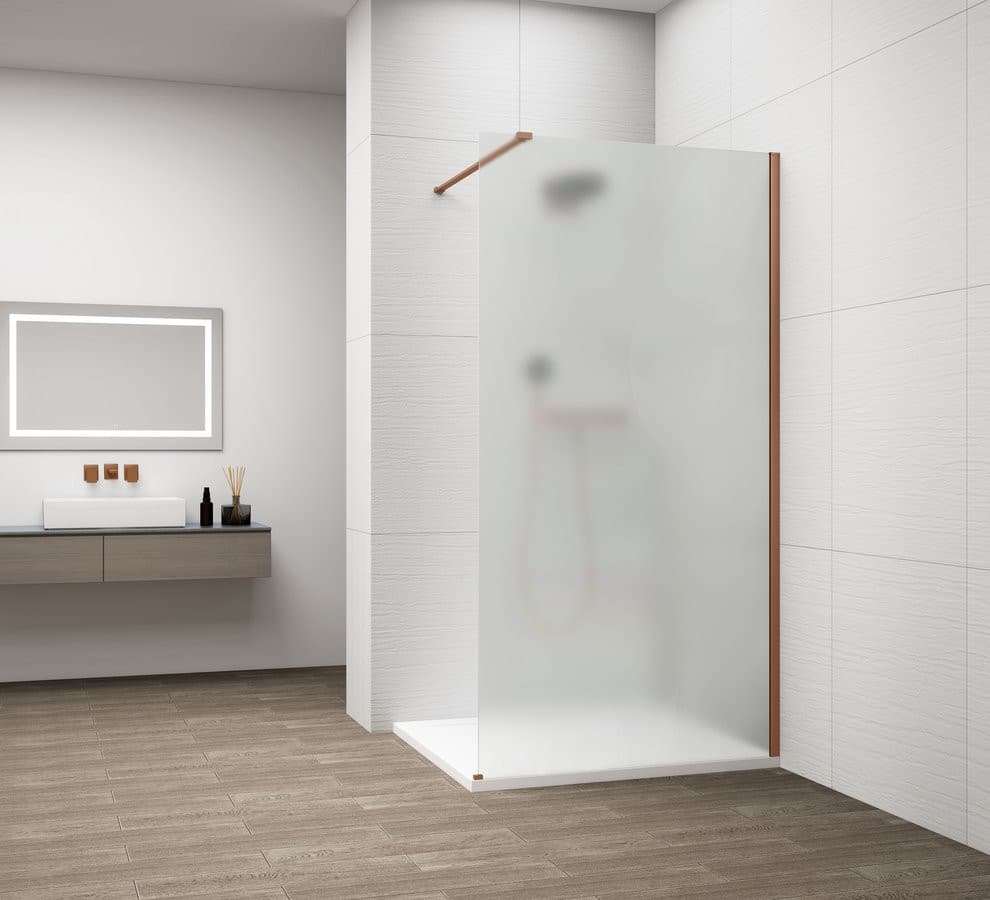 ESCA COPPER MATT jednoczęściowa kabina przysznicowa Walk-In, montaż przy ścianie, szkło mleczne, 1000 mm