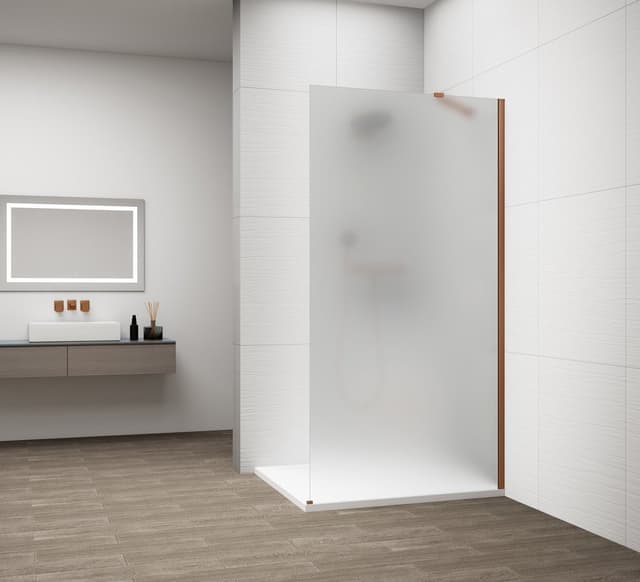 ESCA COPPER MATT jednoczęściowa kabina przysznicowa Walk-In, montaż przy ścianie, szkło mleczne, 1000 mm