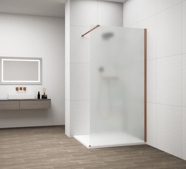 ESCA COPPER MATT jednoczęściowa kabina przysznicowa Walk-In, montaż przy ścianie, szkło mleczne, 900 mm