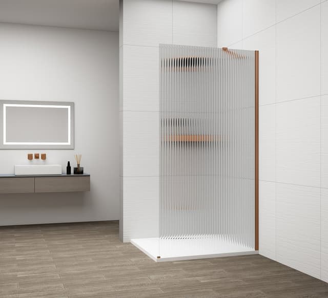 ESCA COPPER MATT jednoczęściowa kabina przysznicowa Walk-In, montaż przy ścianie, szkło Flute,1000 mm