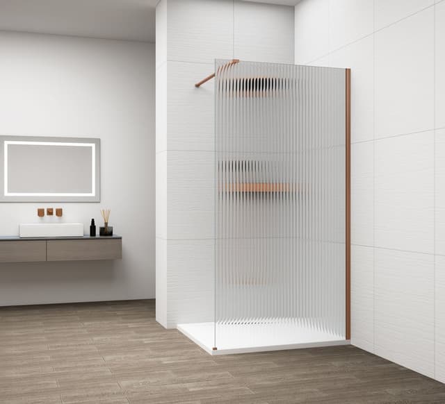 ESCA COPPER MATT jednoczęściowa kabina przysznicowa Walk-In, montaż przy ścianie, szkło Flute,800 mm