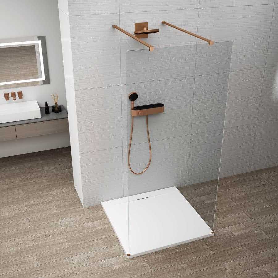 ESCA COPPER MATT jednoczęściowa kabina przysznicowa Walk-In, szkło czyste, 1200 mm