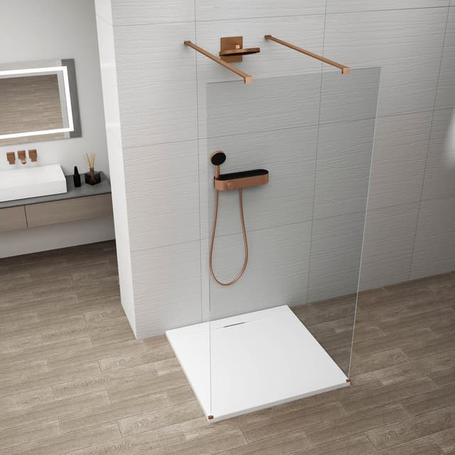 ESCA COPPER MATT jednoczęściowa kabina przysznicowa Walk-In, szkło czyste, 1500 mm