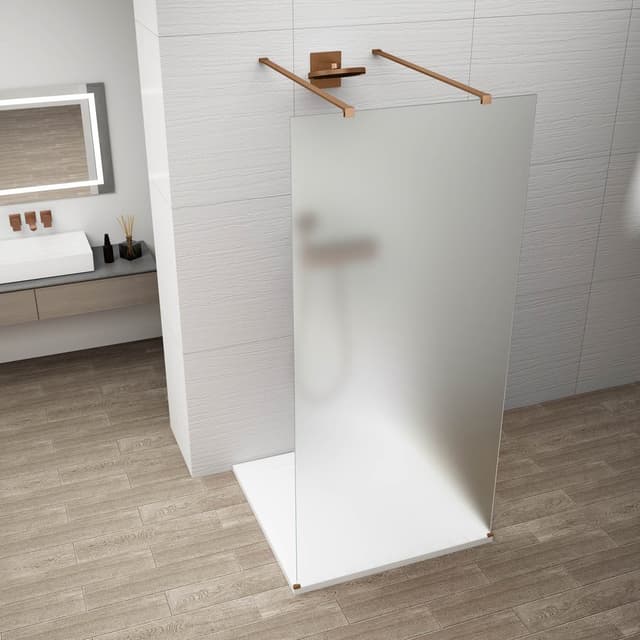 ESCA COPPER MATT jednoczęściowa kabina przysznicowa Walk-In, szkło mleczne, 1100 mm