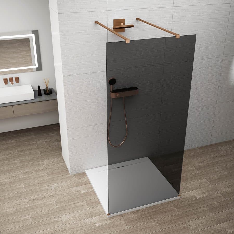 ESCA COPPER MATT jednoczęściowa kabina przysznicowa Walk-In, szklo dymione, 1300 mm