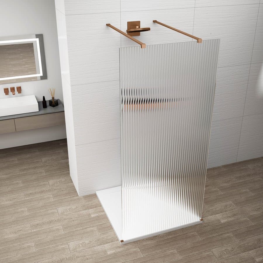 ESCA COPPER MATT jednoczęściowa kabina przysznicowa Walk-In, szklo Flute, 1100 mm