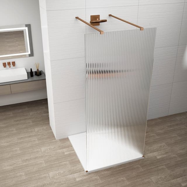 ESCA COPPER MATT jednoczęściowa kabina przysznicowa Walk-In, szklo Flute, 1400 mm