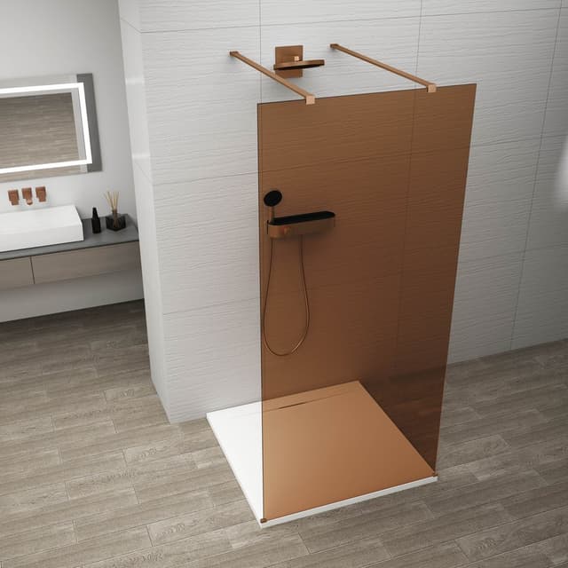 ESCA COPPER MATT jednoczęściowa kabina przysznicowa Walk-In, szklo Marron, 1000 mm