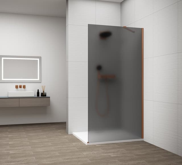 ESCA COPPER MATT jednoczęściowa kabina przysznicowa Walk-In, montaż przy ścianie, szkło mat dymione, 700 mm