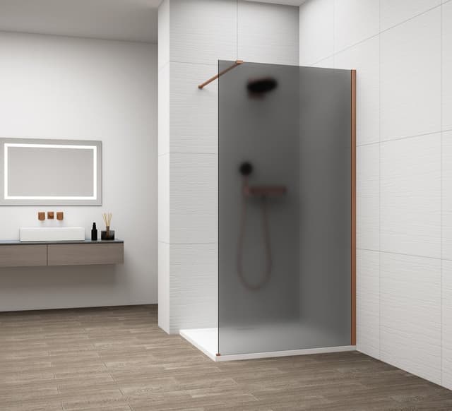 ESCA COPPER MATT jednoczęściowa kabina przysznicowa Walk-In, montaż przy ścianie, szkło mat dymione, 1100 mm
