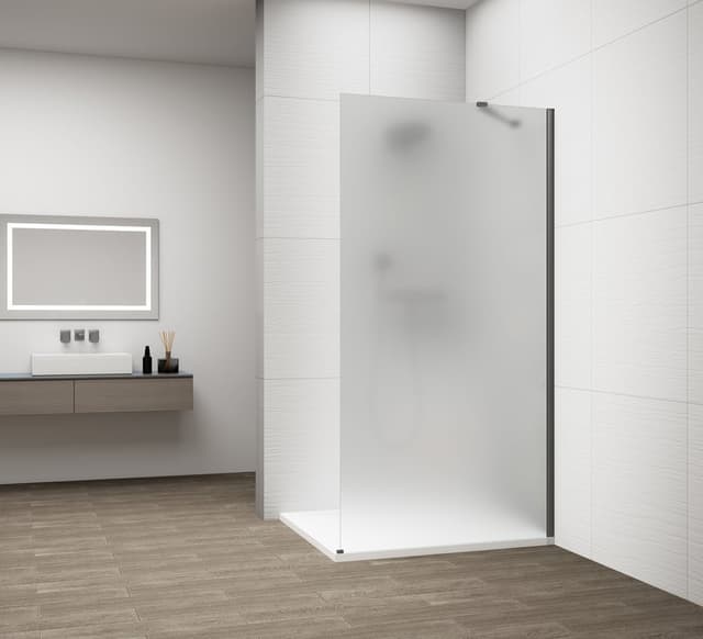 ESCA GUN METAL jednoczęściowa kabina przysznicowa Walk-In, montaż przy ścianie, szkło mleczne,1200 mm